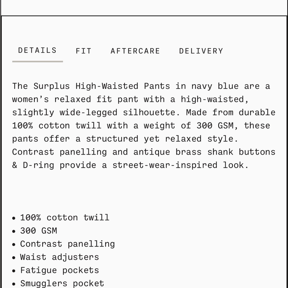 P & Co Surplus High Waisted Pants Navy - Picture 7 of 10